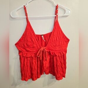 Free People Red Tie-Front Tank Top